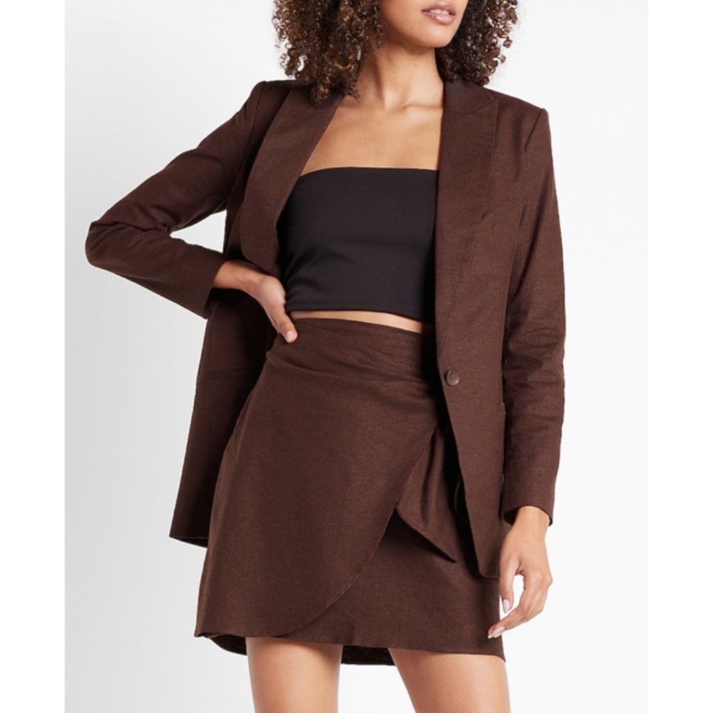 Linen-Blend One-Button Blazer